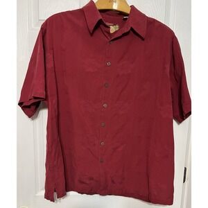 Caribbean 2X Silk/Cotton Red Flower Hawaiian Shirt Mens‎ Tropical Vacation